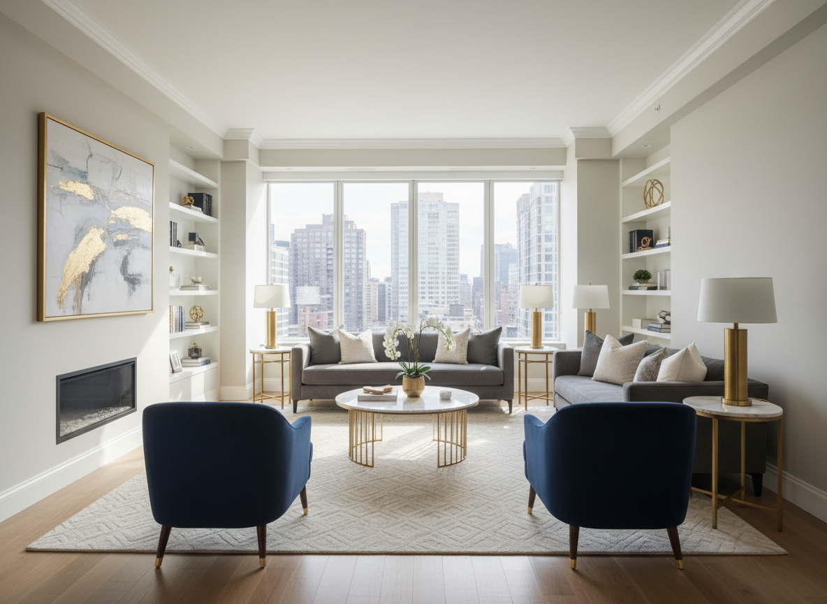 Intérieur lumineux et élégant d'un appartement de location courte durée haut de gamme